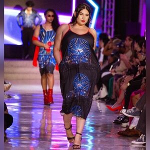 Black and Blue Graphic Dress